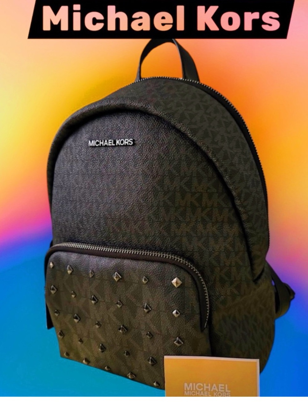 Michael Kors Black Studded Backpack - Picture 3 of 14
